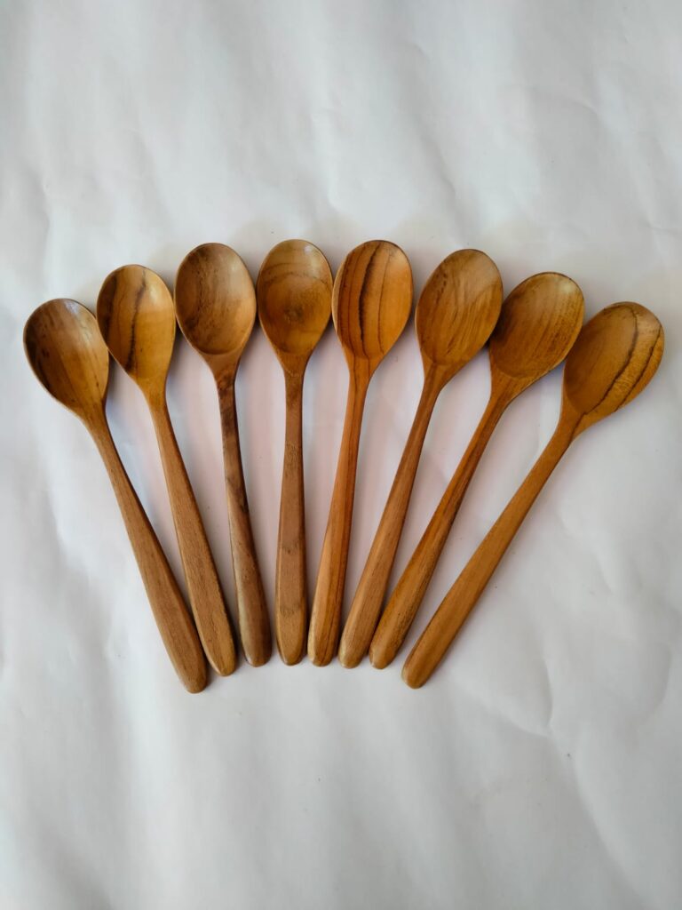 soup spoon teak wood restaurant cooking