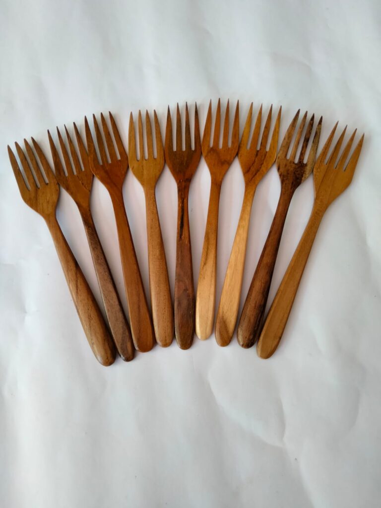 Fork teakwood wood food eating restaurant kitchen