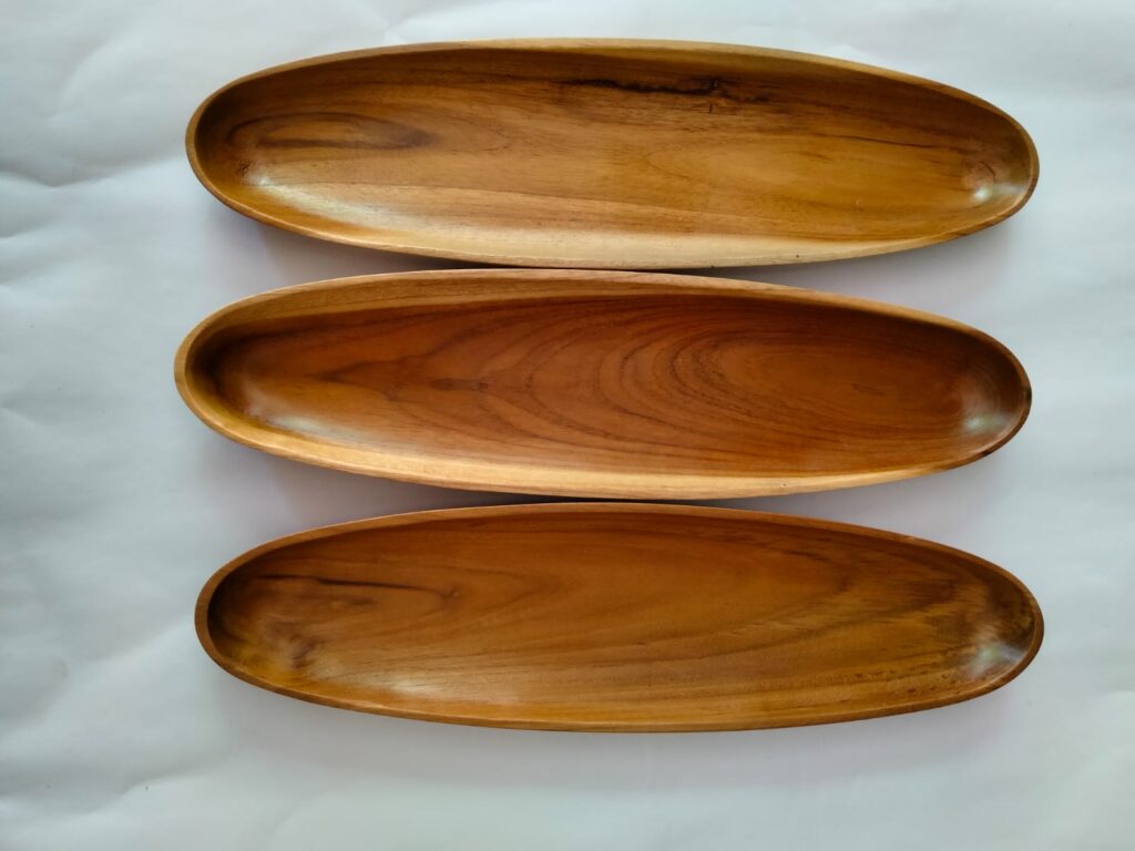 Teak wood plate serving restaurant tray