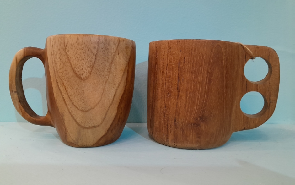 Teak Wood Cup Mug Coffee Tea Kitchen Restaurant