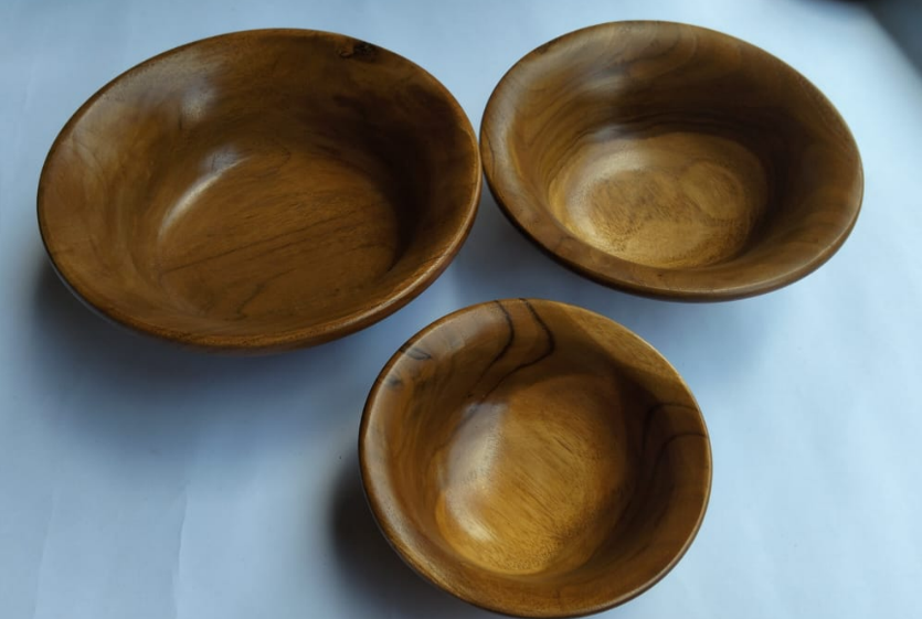 teak wood bowl serving kitchen