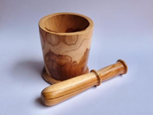 teak wood pestle mortar cooking food